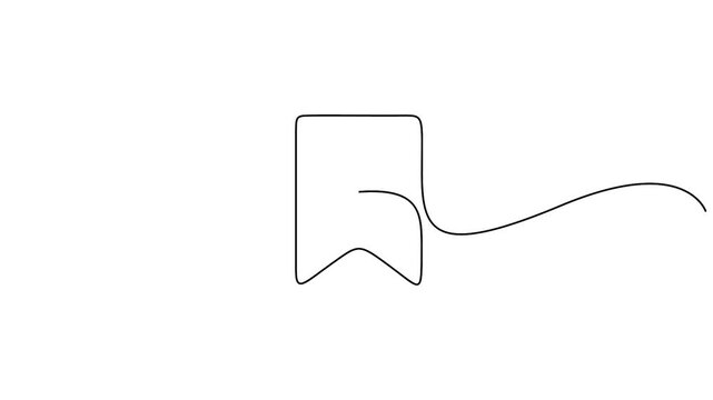 Self animated continuous one-line drawing of a bookmark icon. Full length one line art animation