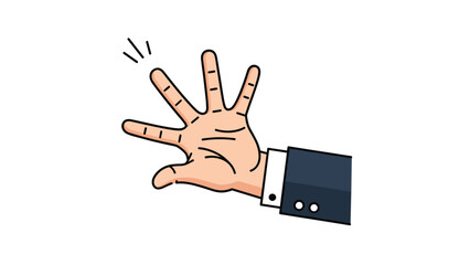 Fototapeta premium Close up of a hand in a formal business suit showing five fingers with a minimalist design to represent counting or the number five concept.