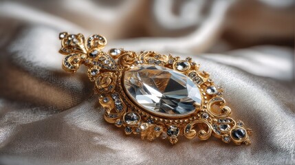 Elegant gold brooch with sparkling gemstones