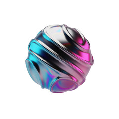 Fototapeta premium a perfect iridescent sphere of polished liquid chrome reflecting neon blue and magenta gradients, isolated on a transparent background with copy space. concept of abstract digital technology