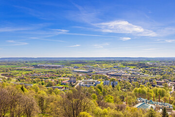 Scenic view at Falk&ouml;ping a small countryside Swedish town with lush green trees at springtime