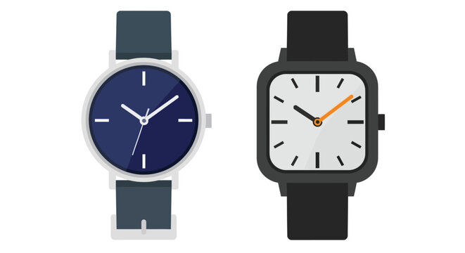 Two wristwatches a round navy faced watch and a square black framed watch