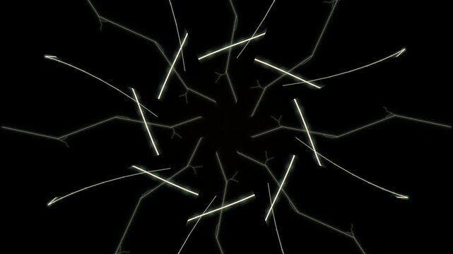 Geometric Light Tubes in Dark Space Creating Abstract Glowing Network