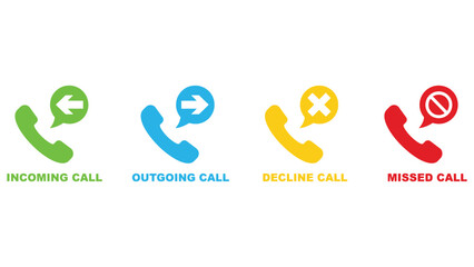 Obraz premium A colorful illustration of phone call icons on a white background
