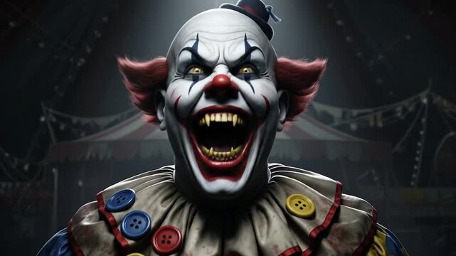 Scary Evil Clown Character Laughing Maniacally