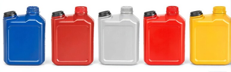 Vibrant Plastic Canisters in a White Background