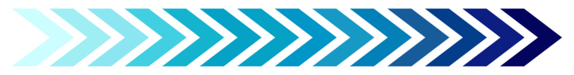 Dynamic moving arrow of dark blue and light blue colors on a transparent background. Vector illustration, PNG