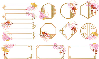 春の桜の中華風フレーム飾りセット