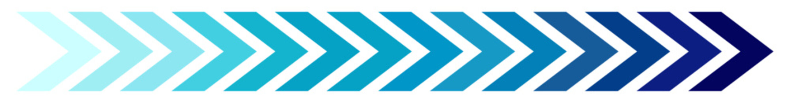Dynamic moving arrow of dark blue and light blue colors on a transparent background. Vector illustration, PNG