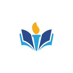 Torch book education logo design