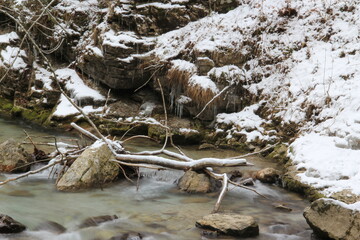 Abstract cold and ice water, waterfall, icicles.