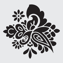 Fototapeta premium Elegant black and white floral and paisley design detailing a unique composition