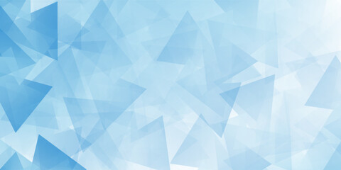 Design blue background design with layers of textured white transparent material in triangle diamond and squares shapes in random abstract modern art