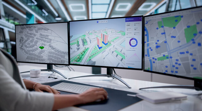 Female Engineer Using BIM Software