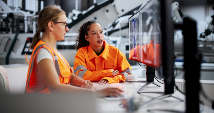 Women Engineers Developing Automobile Gearbox
