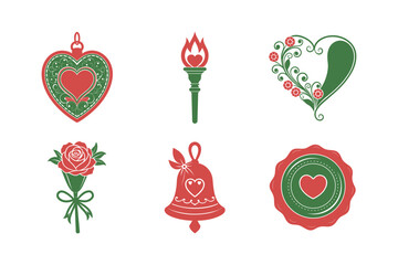 Vintage Victorian Valentine Silhouette Elements Bundle