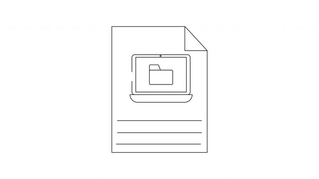 Document with Laptop and Folder Icon Illustration.