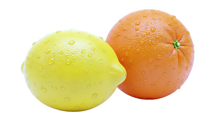 Fototapeta premium Lemon and Orange with Water Droplets