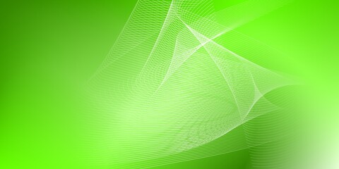 Abstract Green Background With Flowing White Lines And Dynamic Wave Motion