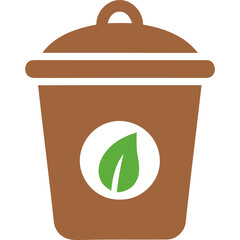 Electronic waste disposal illustration showing a trash bin with circuit board and lightning bolt symbol