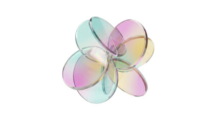 Obraz premium Abstract floral geometric sculpture with iridescent glass petals in a holographic parametric style.