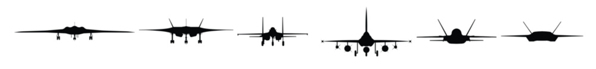 Jet Plane Silhouette Front View Design