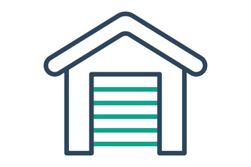 Garage icon. Line icon style. Icon related to real estate. Residential elements vector illustration. transparent background