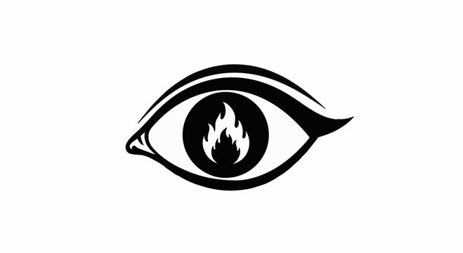 Fiery gaze symbolizes intense focus and passion within an open eye