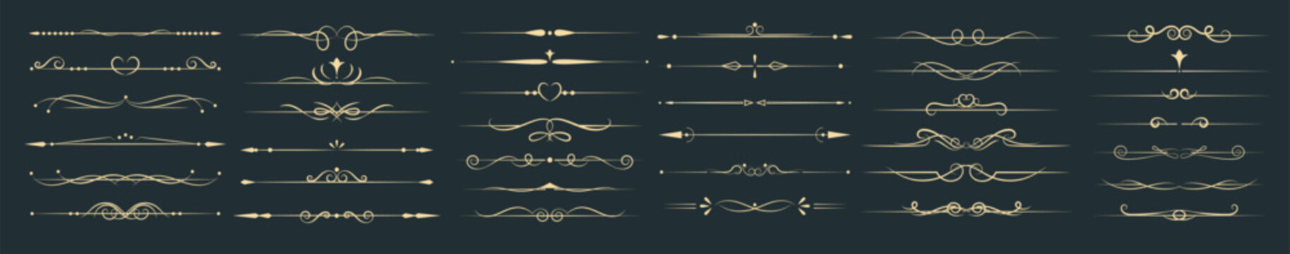 Vector luxury wedding line frame and ornate swirl dividers.