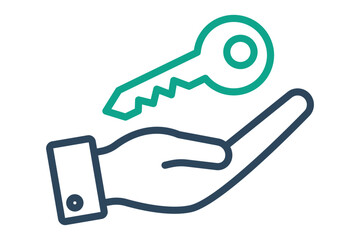 Ownership icon. Line icon style. Icon related to real estate. Residential elements vector illustration. transparent background