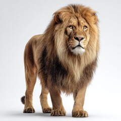 Obraz premium Calm lion full-body image in a clean white studio setting