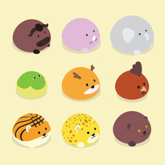 Meringue Animal Set Cute Cartoon Dessert Collection - Oriental