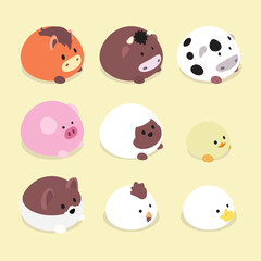Meringue Animal Set Cute Cartoon Dessert Collection - Farm