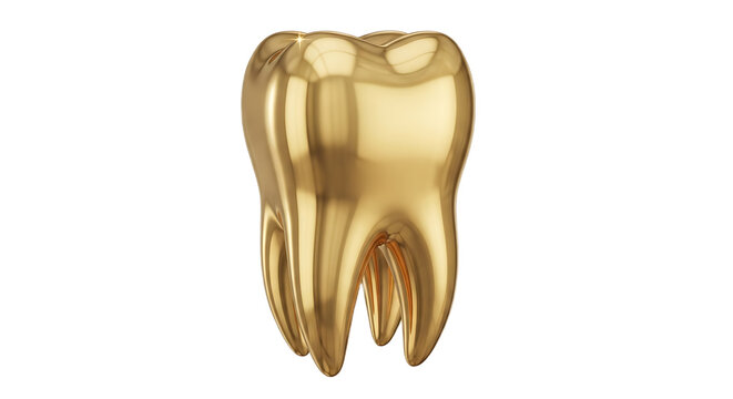 3D gold-plated dental tooth model luxury medical icon