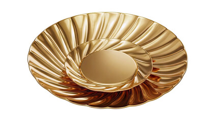 Stacked Golden Plates with Fluted Design