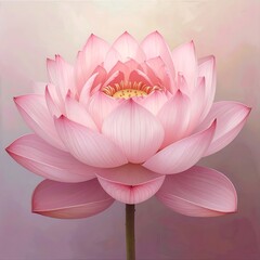 A vibrant, close-up digital illustration of a blooming lotus flower, showcasing soft pink petals