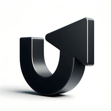 3D Black U-Turn Arrow Sign for Direction and Progress