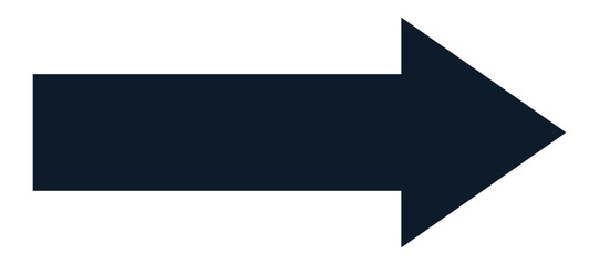 A dark blue arrow on a transparent background. Vector illustration, PNG