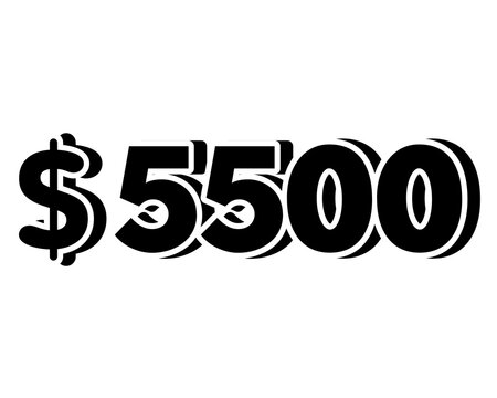 price tag $5500 dollars sign symbol on transparent background. 3d white color Perfect for advertising, sale banners, product promotion, discount labels, and e-commerce graphics design elements.