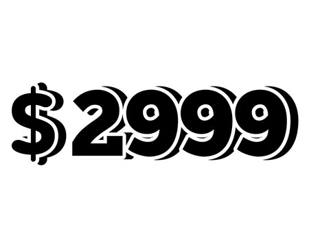 price tag $2999 dollars sign symbol on transparent background. 3d white color Perfect for advertising, sale banners, product promotion, discount labels, and e-commerce graphics design elements.