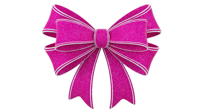 Sparkling Hot Pink Bow with Silver Edging