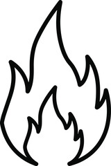 Obraz premium Minimal black flame icon hand drawn fire symbol outline illustration isolated on white background for logo branding and safety concepts