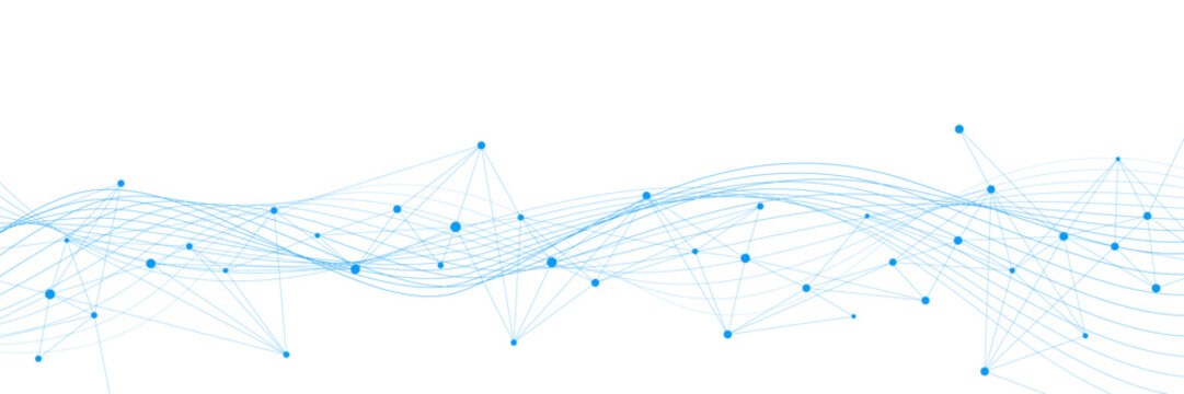 Abstract plexus with wavy lines for science and technology template design. Big data visualization. Modern digital communication and network connection on white background. Vector