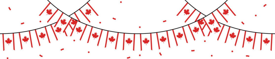 Fototapeta premium Seamless Canada Flag Party Bunting Border Background – Flat Design Illustration
