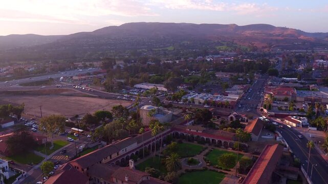 Sunrise Aerial View of the Mission San Juan Capistrano.