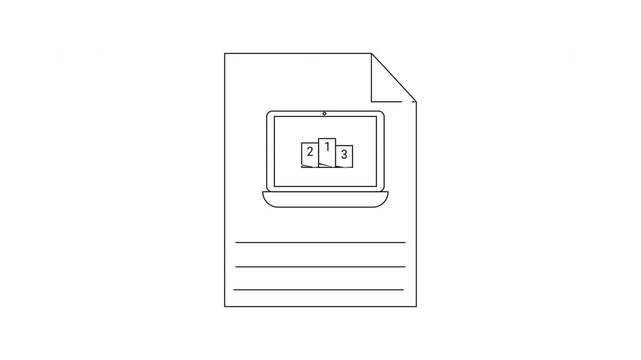 Document with Laptop Illustration - Technology and Information Concept.