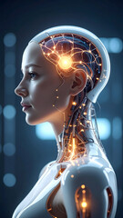 人型ロボットの知能覚醒ポートレート