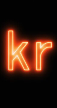 Swedish krona symbol in a neon light. Loop. 4K Vertical