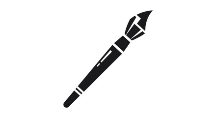A black and white minimalist icon of an artist's paint brush for creative design projects