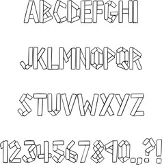 Washi tape torn handwritten sketch typography font lettering ABC cartoon vector text